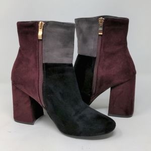 Color Blocked Chunky Heeled Bootie